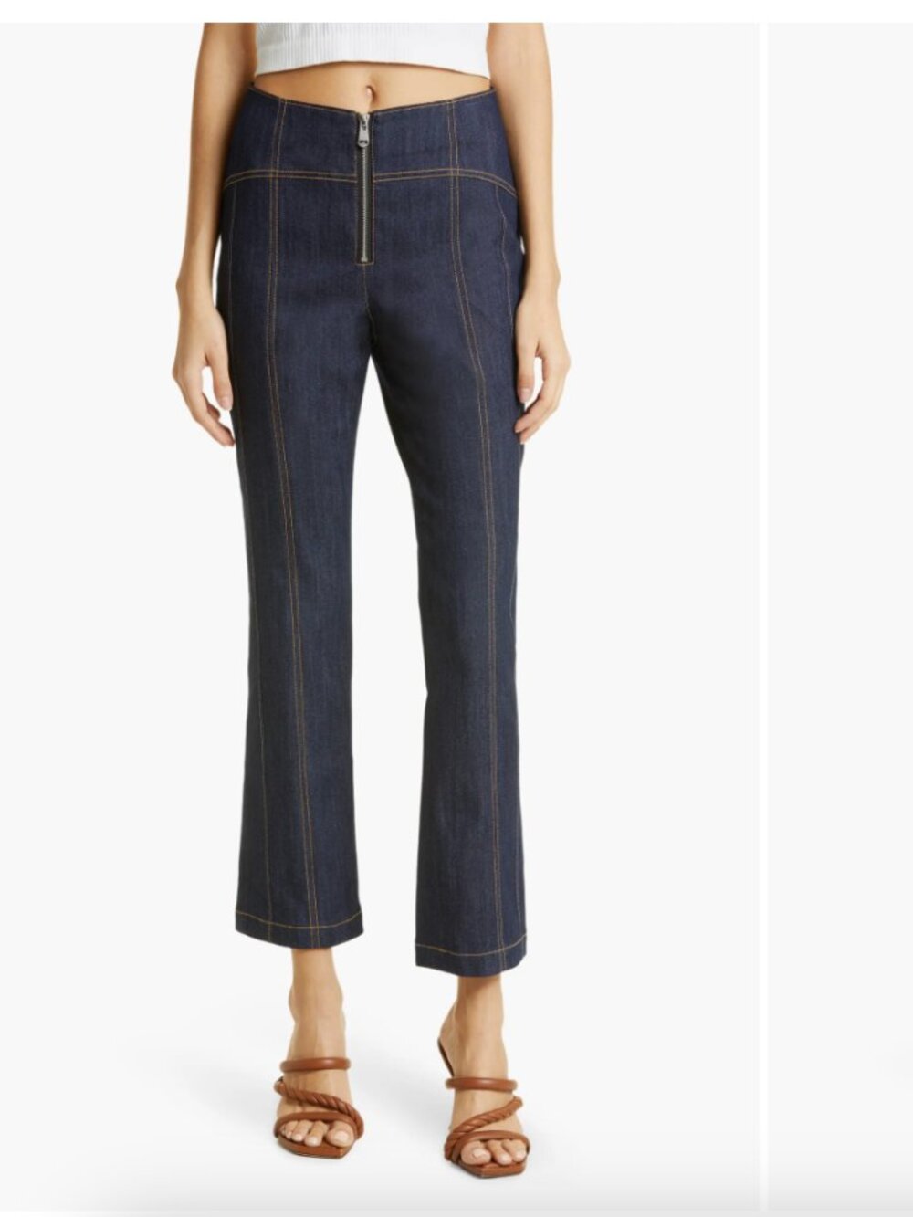 Cinq à Sept Loren Flare Leg Crop Denim Pants dark blue jeans 12